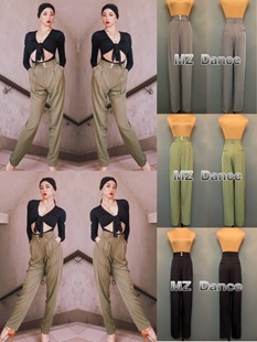 长裤 09成人女士拉丁舞裤 珍珠扣百搭日常小脚裤 摩登舞裤 MZDance