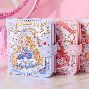 可爱少女心PU笔记本磁扣口袋本手账本小学生彩页奖励礼品随身便携
