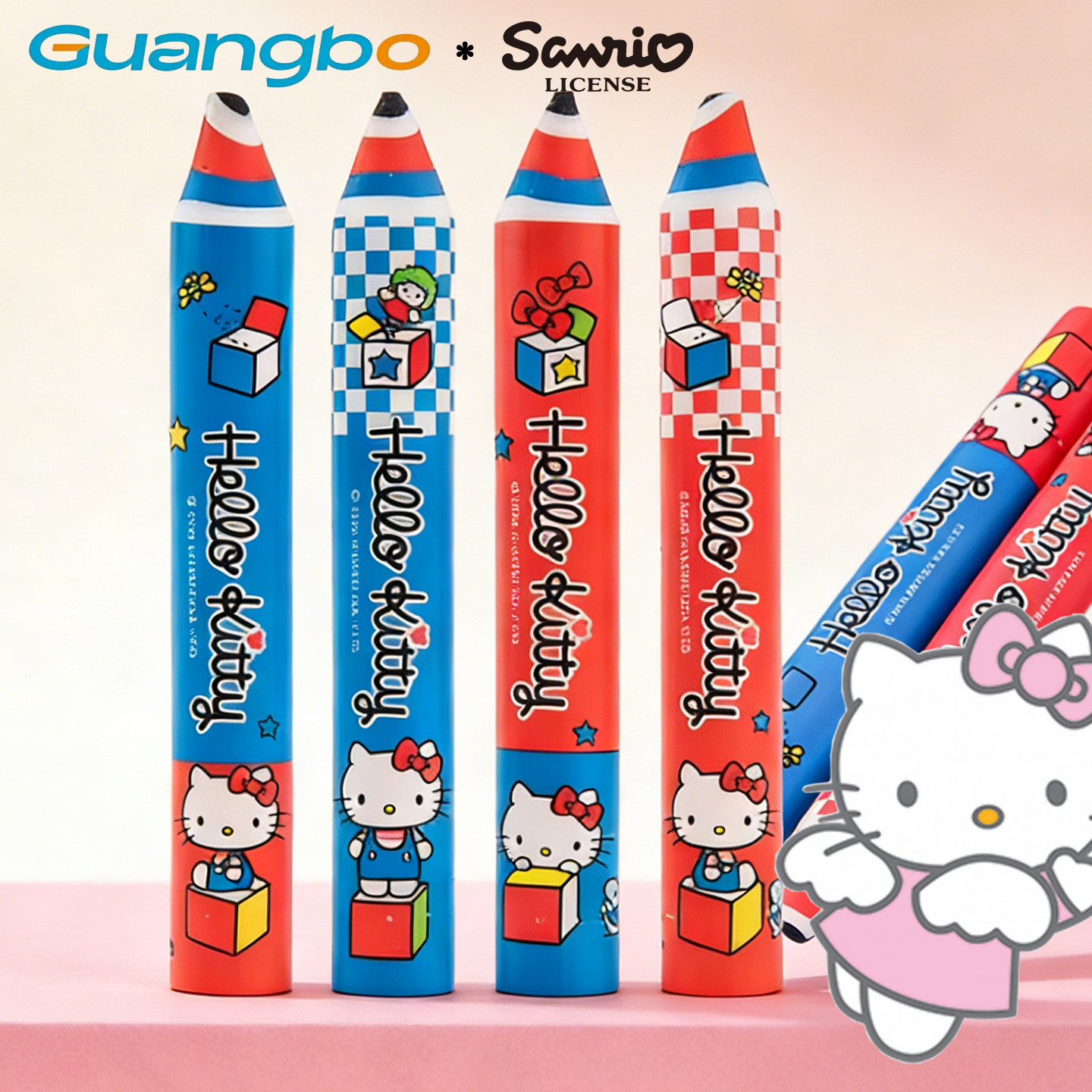 广博联名三丽鸥HelloKitty笔式橡皮擦橡皮笔凯蒂猫创意可爱彩虹女