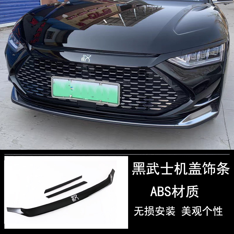 适用比亚迪冠军版汉ev中网前脸饰条dmi外观黑化黑武士改装dm配件