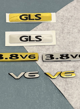 适用三菱帕杰罗v73v87v93v97车贴车标3.8v6排量标gls金色字母标