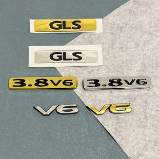 适用三菱帕杰罗v73v87v93v97车贴车标3.8v6排量标gls金色字母标