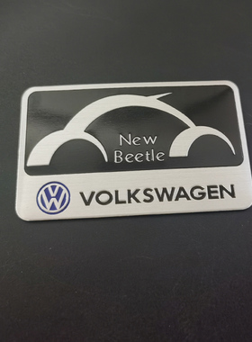 适用甲壳虫英文车标叶子板侧标车身装饰贴金属贴后尾箱bettle英文
