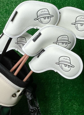 时尚新款高尔夫铁杆套8支球杆套白色绿色渔夫帽杆头套golf配件