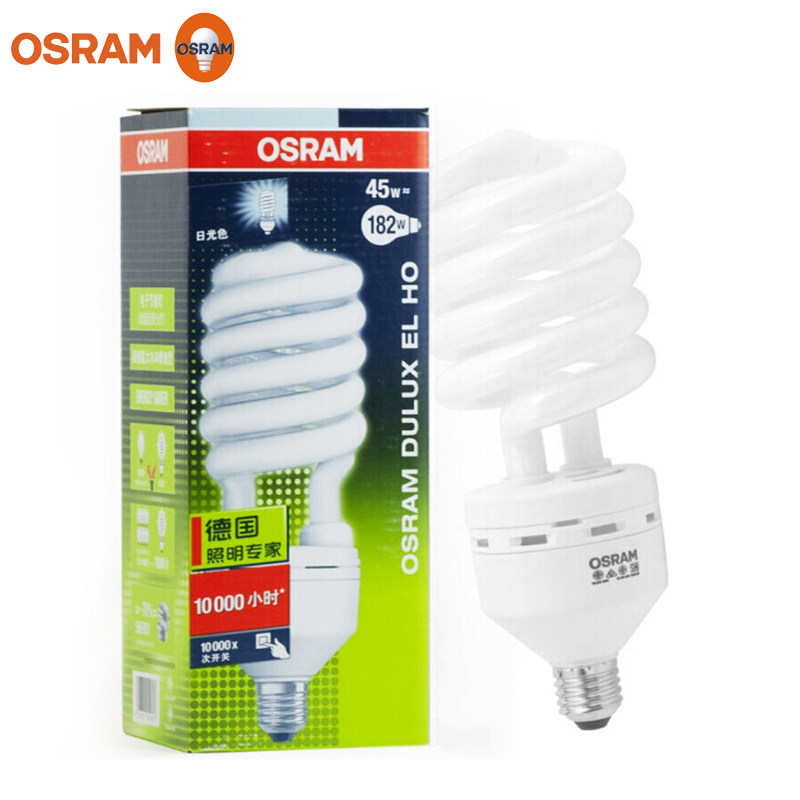 欧司朗节能灯螺旋型45W65W/E27大功率节能灯泡4U直管型工厂照明灯