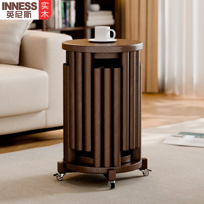 英尼斯实木凳子可叠放家用圆凳客厅餐桌凳收纳叠叠乐万向滑轮木凳,住宅家具,其它凳子,淘宝优惠券,粉丝福利购,淘宝优惠卷