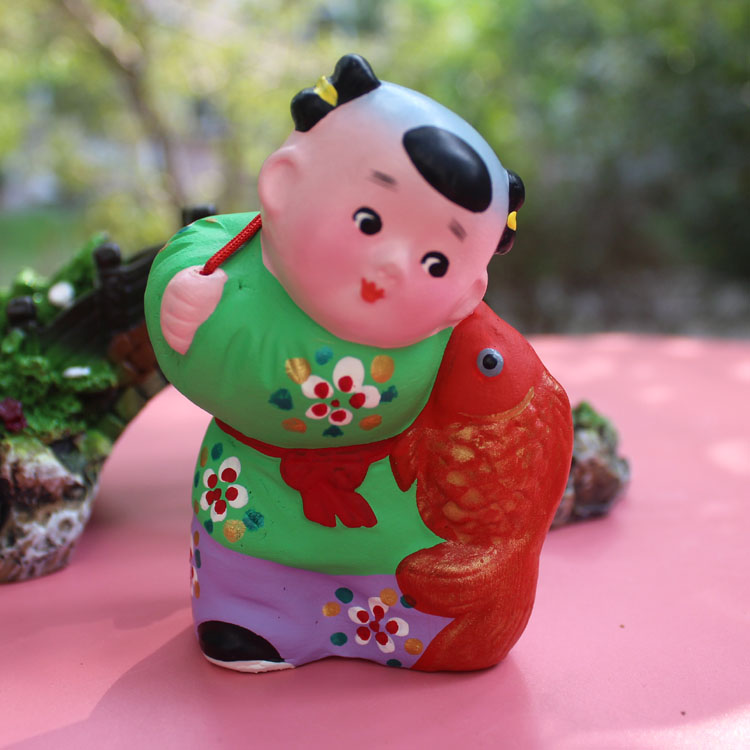 【连年有余】泥人张彩塑小百子天津特色小手工艺品小礼品摆件
