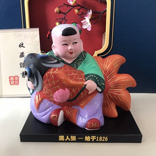 连年有余 天津泥人张泥塑摆件杨柳青年画娃娃摆件 中国风手工艺品