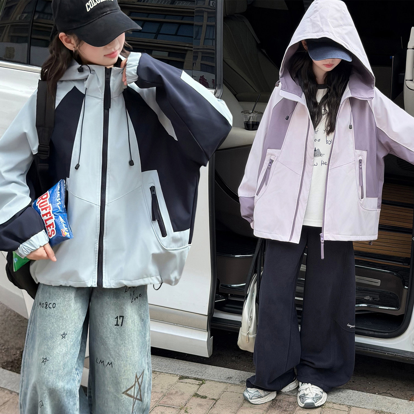 女童三合一冲锋衣保暖秋冬新款图片