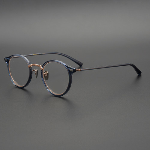 星空蓝精致雕花高质感纯钛眼镜