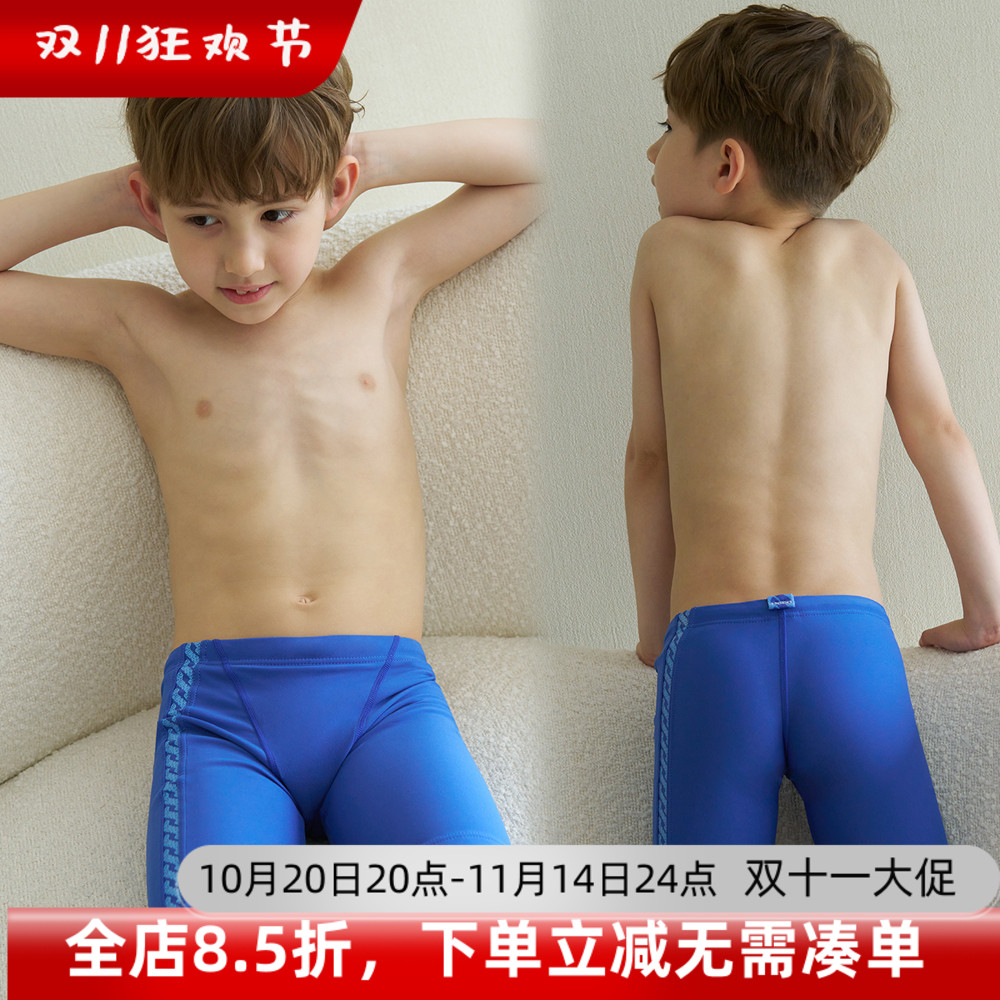 HOOG蝴格韩国正品代购专业训练儿童泳裤男童可爱中腿五分游泳裤