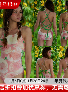 HOOG蝴格韩国时尚水蜜桃三角连体泳衣专业训练时尚显瘦遮肚游泳衣