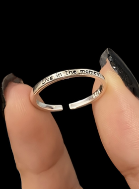 S925纯银viva la vida戒指女人生万岁尾戒细圈活在当下可开口指环