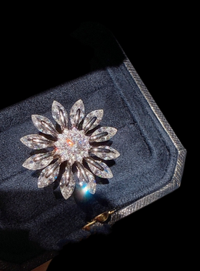 珠宝 璀璨火彩太阳花宝石戒指 宴会高定 蝴蝶花环闪钻耳环百搭