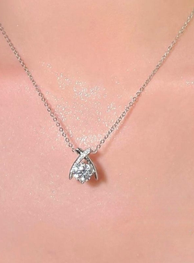 闪花了眼 彗星宝石项链 人鱼泪 镀18K金 扇形大克拉锆石项链 叠戴