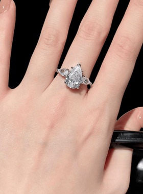 闪锆银戒1000SE公主戒系列小水滴