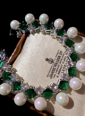 泡泡马贝珍珠宝石项链 在逃公主 深海贝珠 水母彩宝锆石流苏 项链