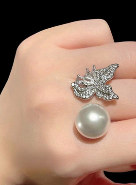 时尚花瓣宝石珍珠项链 塔希提 深海贝珠 花苞锆石耳环 戒指百搭