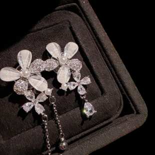 珠宝 矜贵光晕太阳花珍珠宝石耳环 宴会高定 水滴闪钻小米珠耳坠