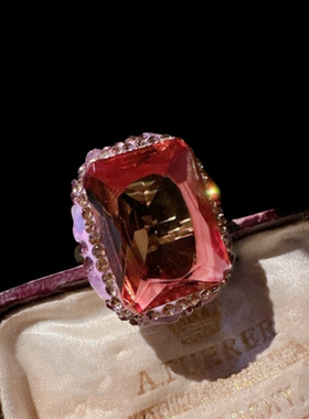 玛格丽特 焦糖宝石耳环 富婆的快乐 镀18K金 锦囊大克拉锆石戒指