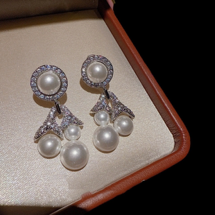 珠宝 雾都雨滴宝石珍珠耳环 新年高定 古堡烛火吊灯珠珠耳坠 百搭