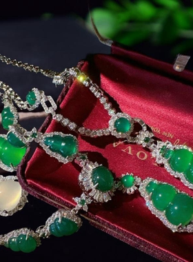 绿玉髓玛瑙葫芦福禄宝石项链 水灵水灵富贵豆 白玉髓葫芦锆石颈链