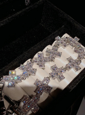 珠宝 矜贵光晕星辰闪钻宝石手链 宴会高定 皇家蓝间钻网球钻链