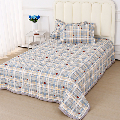 华夫格床盖防滑双面两用夹棉床单