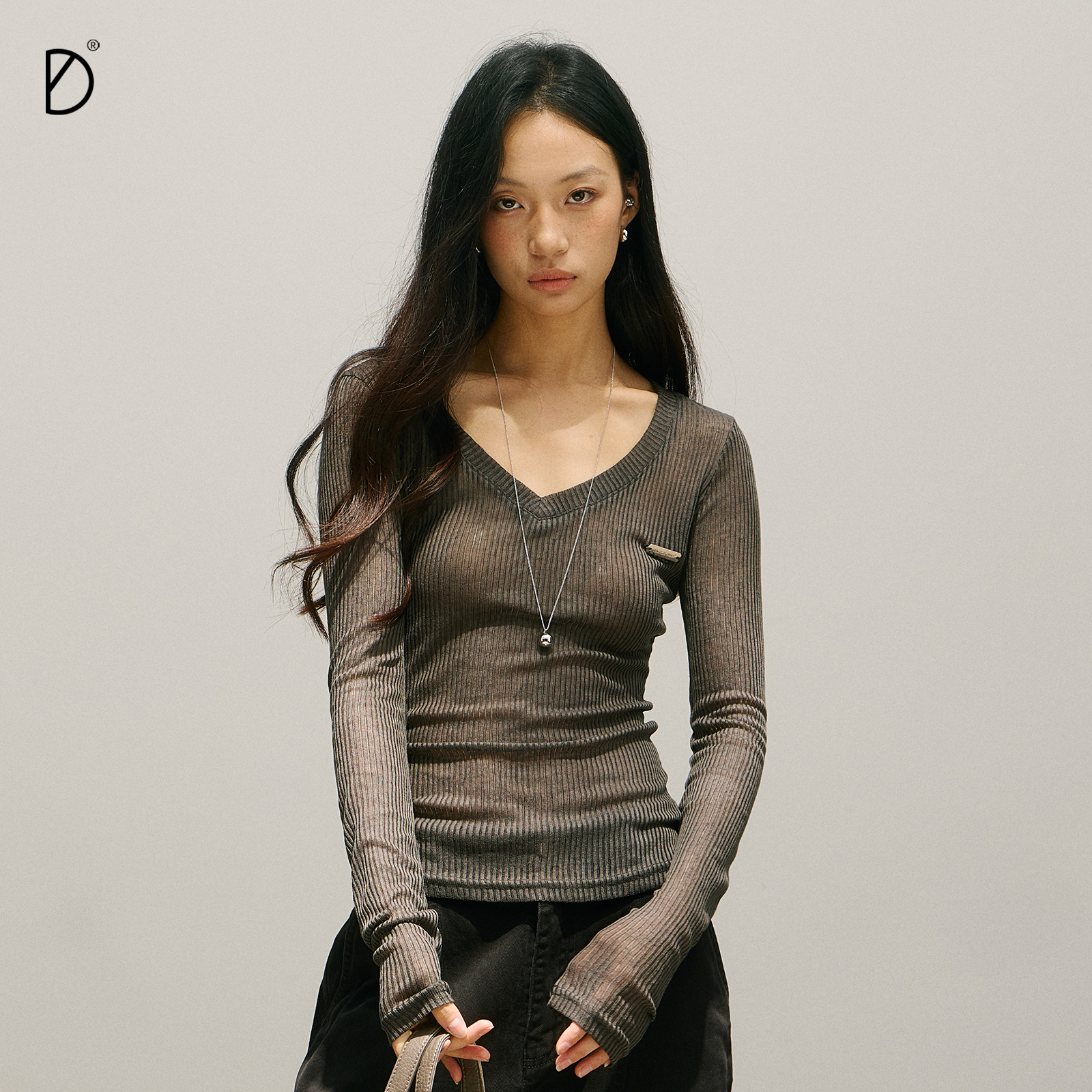 修身罩衫辣妹慵懒网纱微透长袖