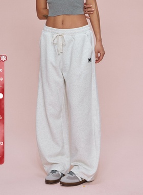 SMILE DDD 美式街舞卫裤垂感运动灰色休闲裤基础百搭弯刀阔腿长裤