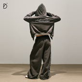 刺绣宽松简约运动休闲卫裤 SMILE 开衫 炭灰色360g美式 DDD拳击套装