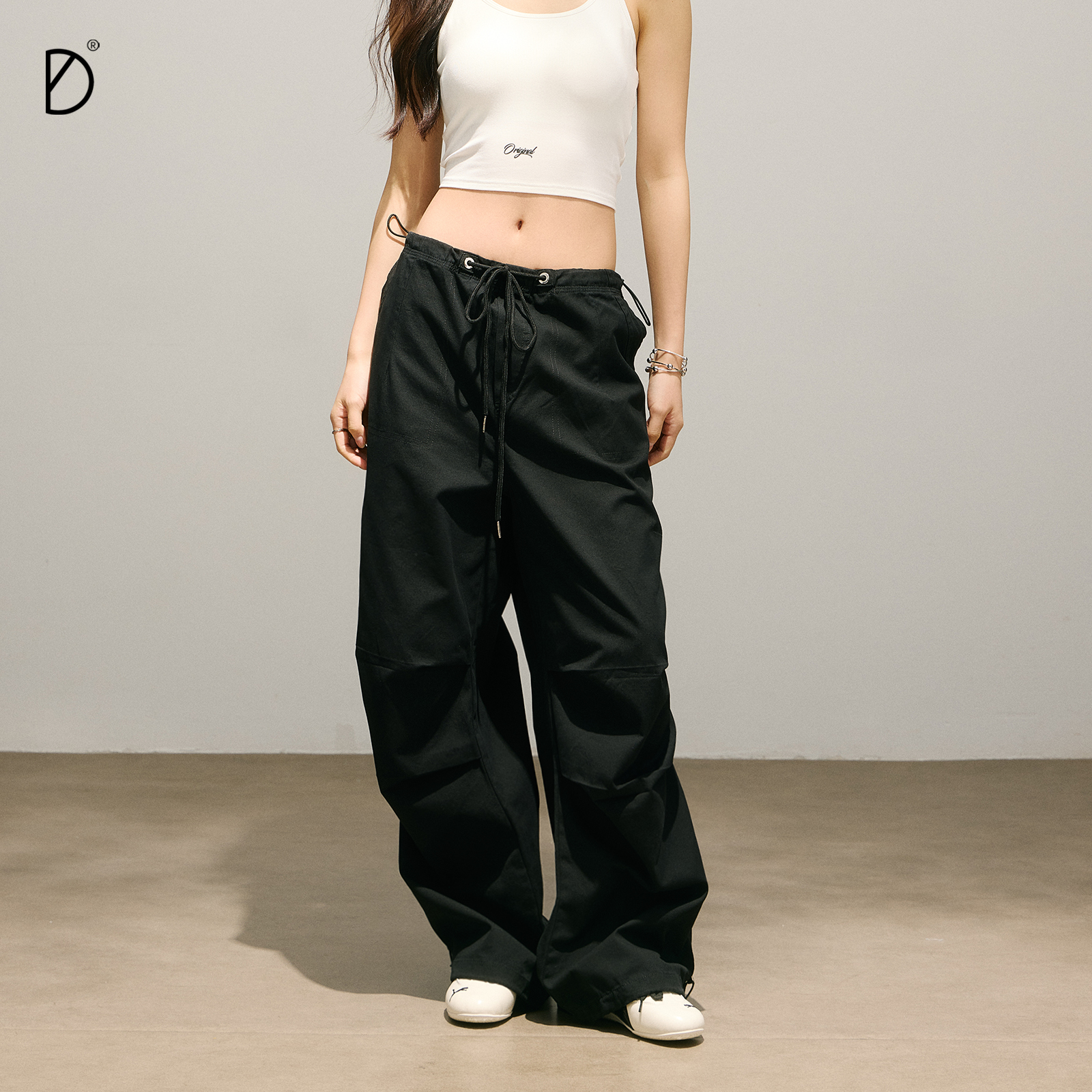 Smileddd抽绳工装裤女小个子跳舞