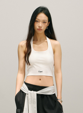 SMILE DDD绑带背心美式嘻哈复古短款挂脖运动内衣健身收腰上衣女