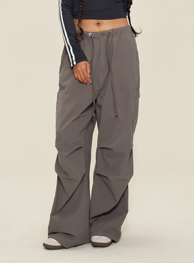 SMILE DDD美式复古降落伞裤小个子多口袋宽松jazz舞阔腿街舞裤子