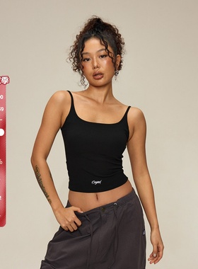 SMILE DDD美式吊带logo刺绣设计弹力修身显瘦纯色打底内搭背心女