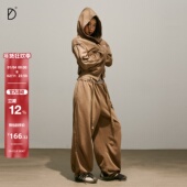 SMILE 宽松简约运动卫裤 DDD毛边套装 驼色280g美拉德休闲刺绣开衫