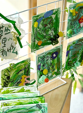 幼儿园环创美工区网格作品展示架底座架子摆摊照片挂架片饰品铁丝