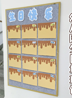 幼儿园学校班级墙贴国风生布墙面装饰主题墙今天我生日立体贴画