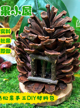 松果发光小屋diy材料包手工天然松果团建亲子活动自制礼物