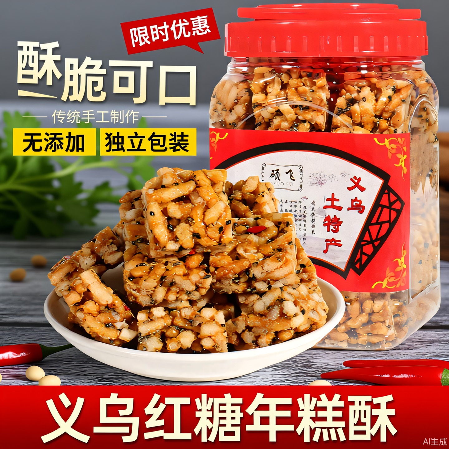 正宗红糖玉米酥年糕糖沙琪玛义乌特产手工糕点纯正宗休闲小零食品