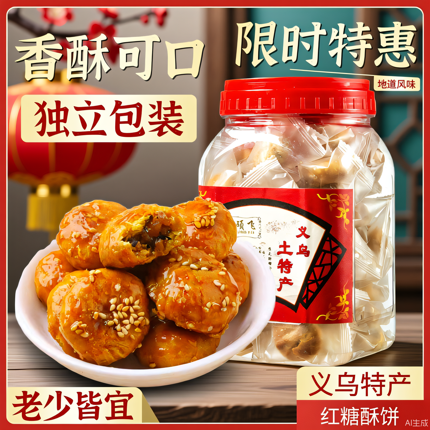 正宗义乌红糖酥饼梅干菜肉金华烧饼老式糕点心早餐零食品小吃休闲