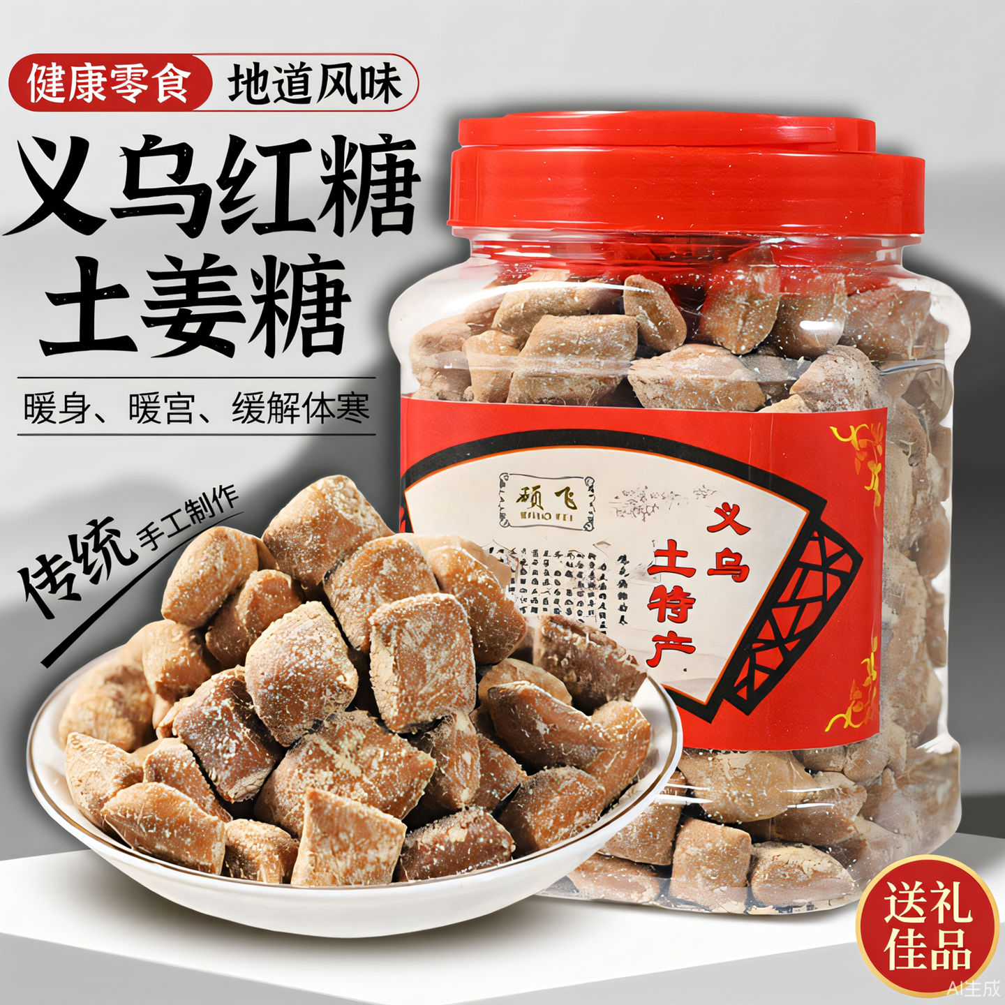 义乌红糖姜糖暖胃软糖果正宗麦芽糖纯手工罐装土特产暖宫孕妇备用