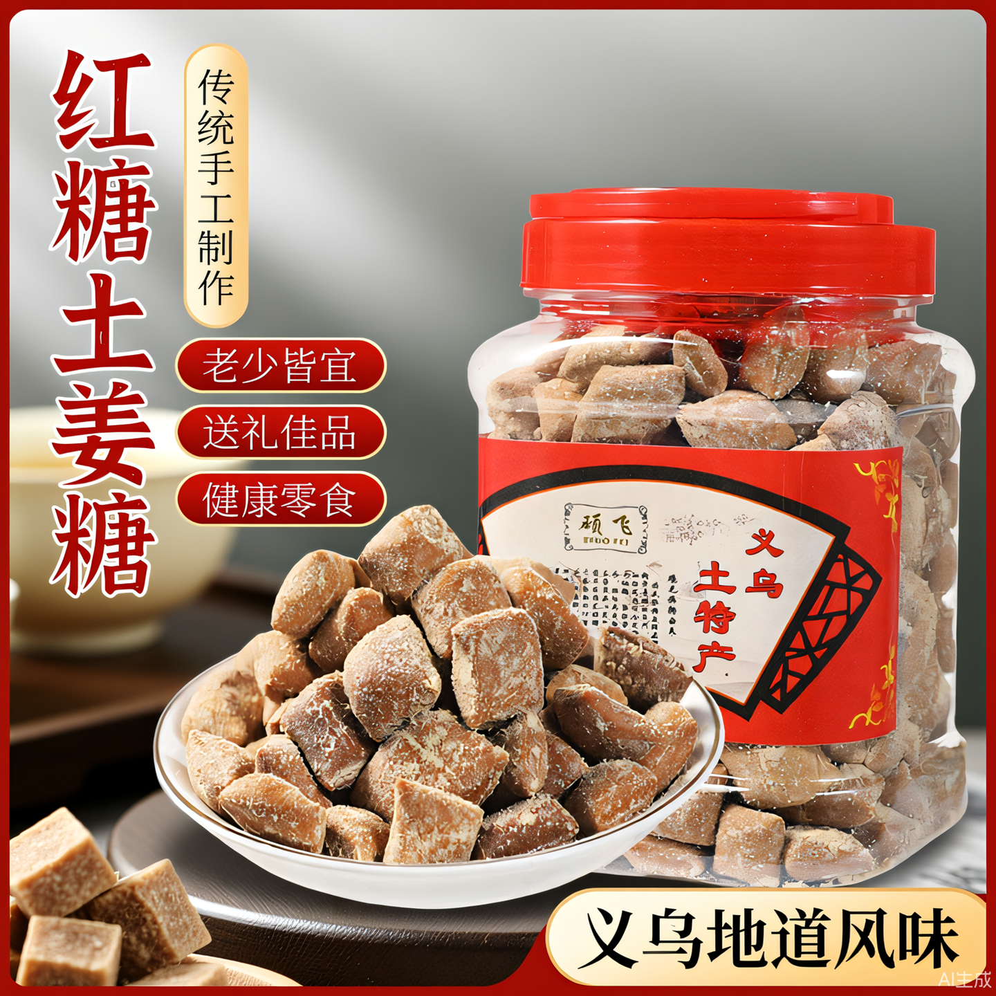 义乌红糖姜糖暖胃软糖果正宗甘蔗老红糖纯手工罐装土特产暖宫孕妇