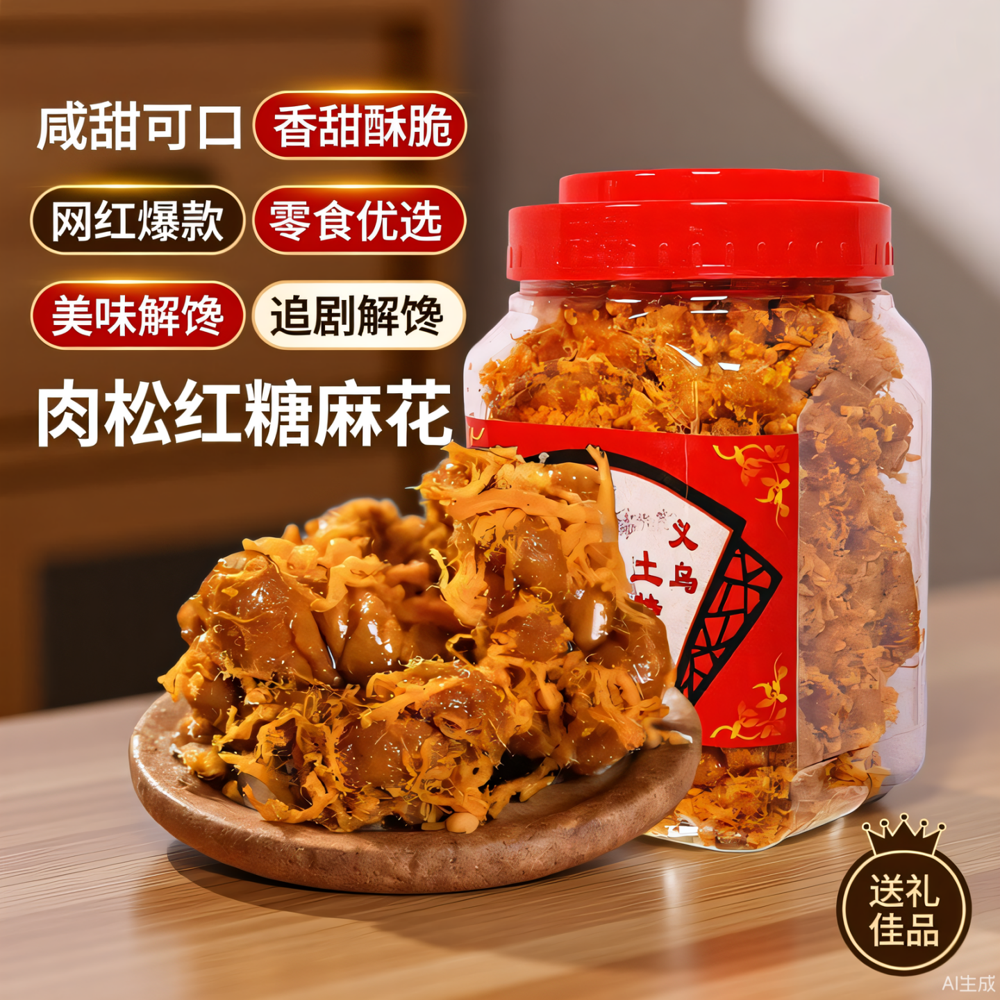 正宗肉松红糖小麻花罐装网红休闲零食营养酥脆滋补养生浙江土特产