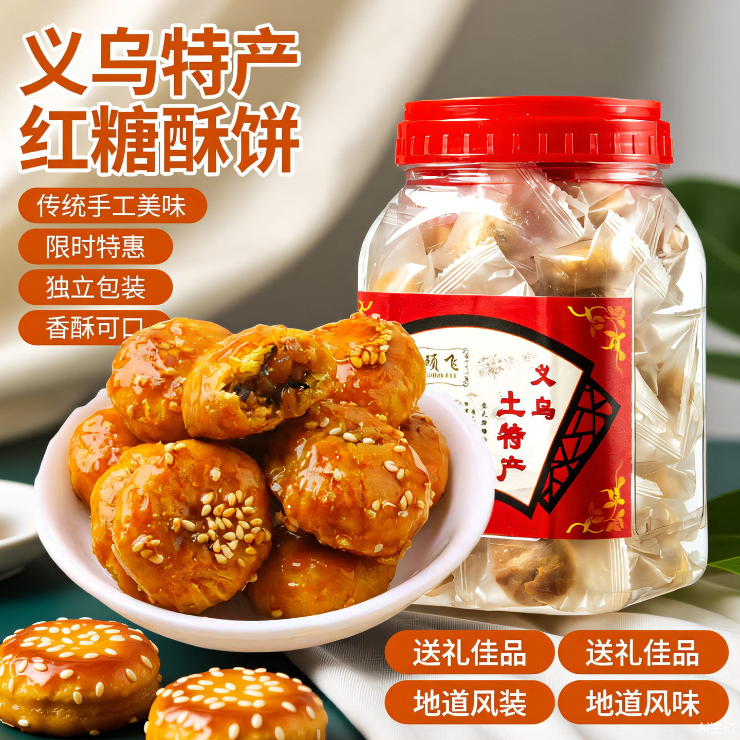 正宗浙江金华红糖烧饼梅菜酥饼独立包装特产麻质葱子薄饼老式零食
