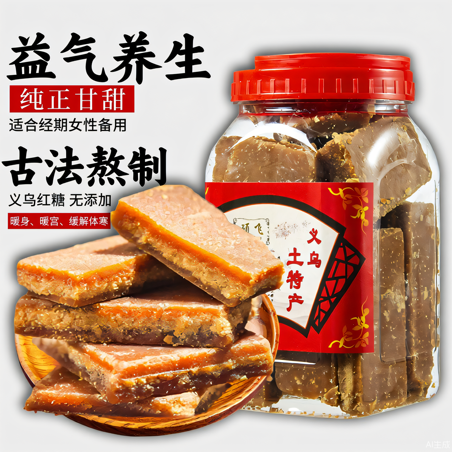 新榨正宗老红糖纯正古法甘蔗糖生姜散装义乌青手工土特产月子专用