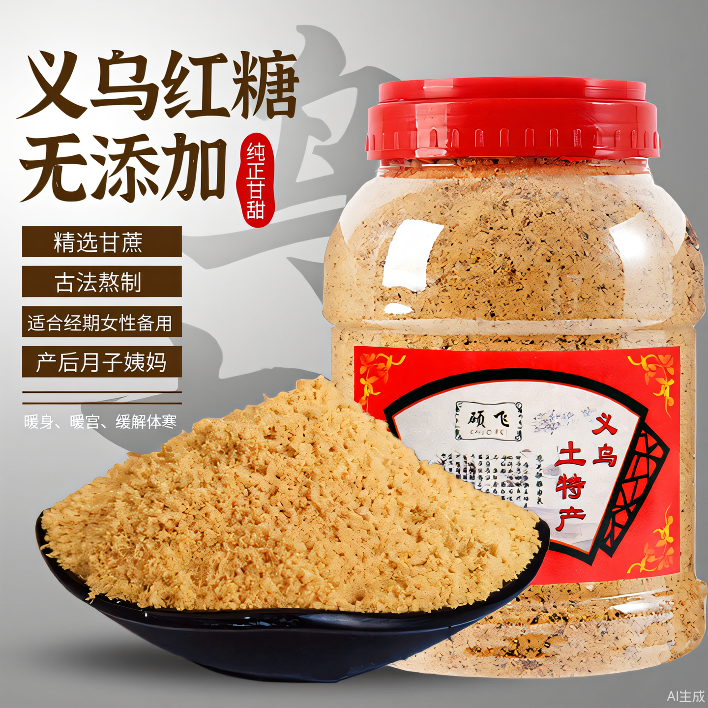 正宗新榨义乌青老红糖甘蔗糖生姜手工罐装土特产月子专用