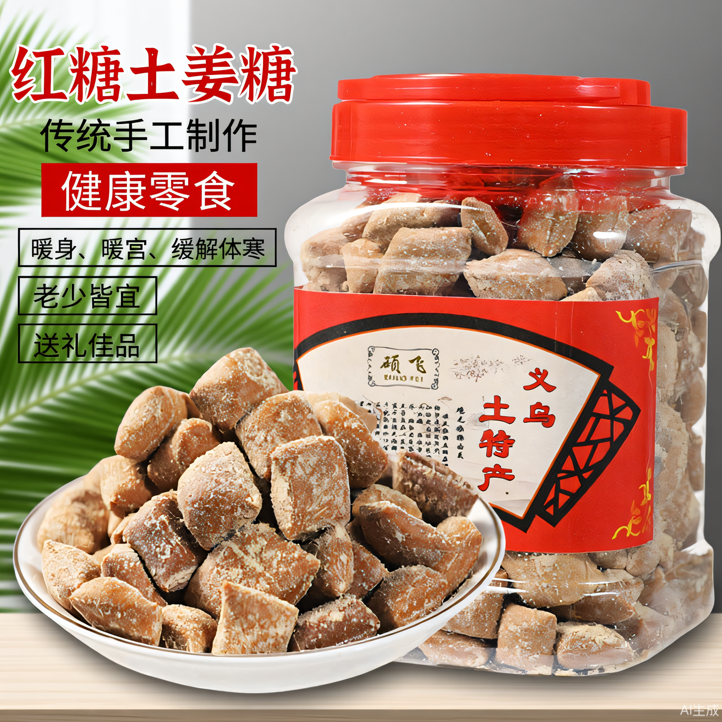 义乌红糖姜糖暖胃软糖果正宗纯手工麦芽糖罐装土特产零食暖宫孕妇