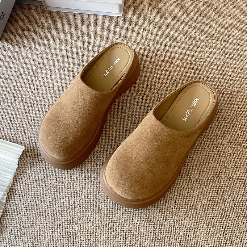 厚底包头半拖鞋女2025春季新款