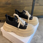 真皮轻便透气大头休闲女鞋 小个子增高5cm厚底松糕鞋 女2025秋新款